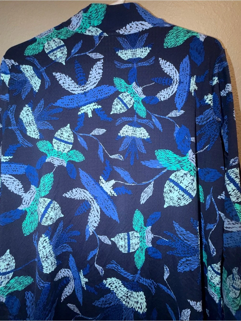 Tribal Sport UPF 50+ Floral Quarter Zip Performance Top Navy Blue XL